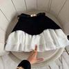 Women Summer Skirt High Waist Ruffle Hem Splicing Design Mini Skirt with Pockets Work Leisure