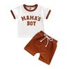 Baby Boys 2Pcs Summer Outfits, Short Sleeve Letter Print T-Shirts + Pocket Shorts Set