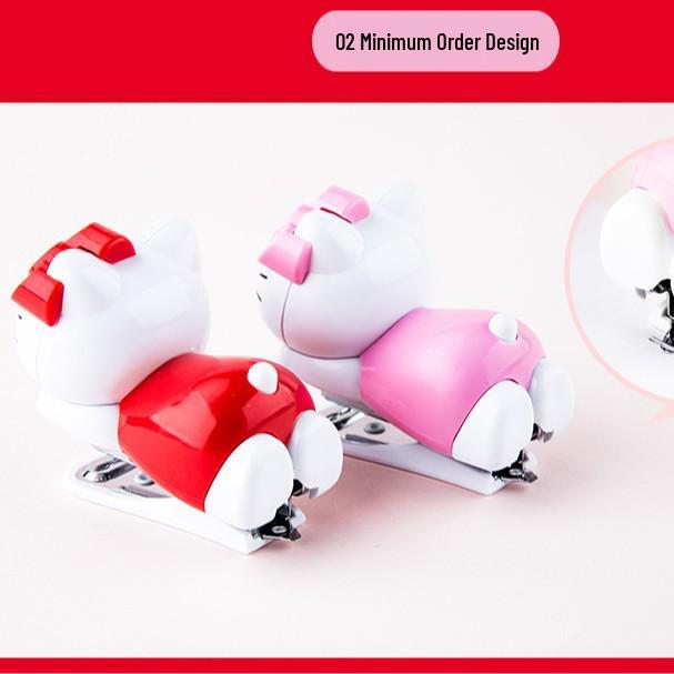 Розовый мини-степлер Hello Kitty для студентов – Девчачья мультяшная машинка для скрепления канцтоваров