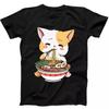Ramen Cat Anime Kawaii Neko Cute Japanese Noodle Gift Tee Black T Shirt 17