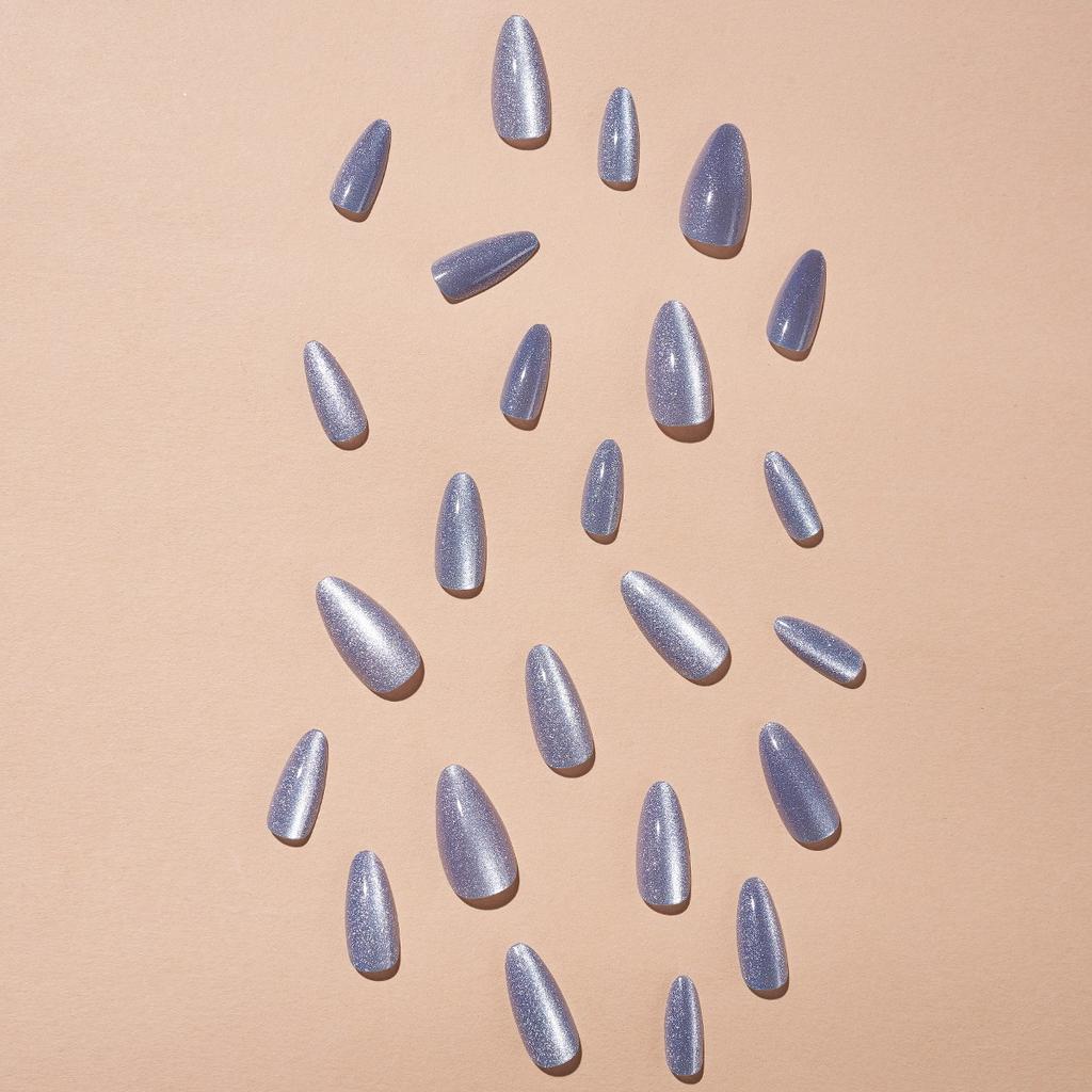 Съемный носимый патч для ногтей Фиолетовый кошачий глаз патч для французского маникюра 24 штуки накладных ногтей