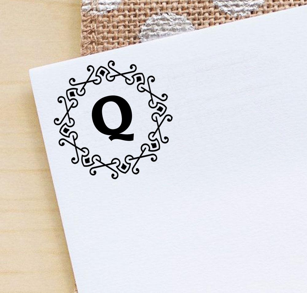 Printtoo Alphabet Q Monogram Octagon Celtic Swirl Frame Self Inking Rubber Stamp Office