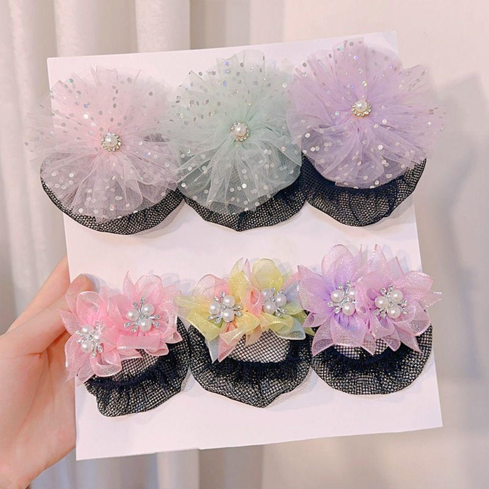 Mesh Snood Spring Clip Princess Sequin Hair Nets Kids Headwear Star Hair Nets Birthday Party