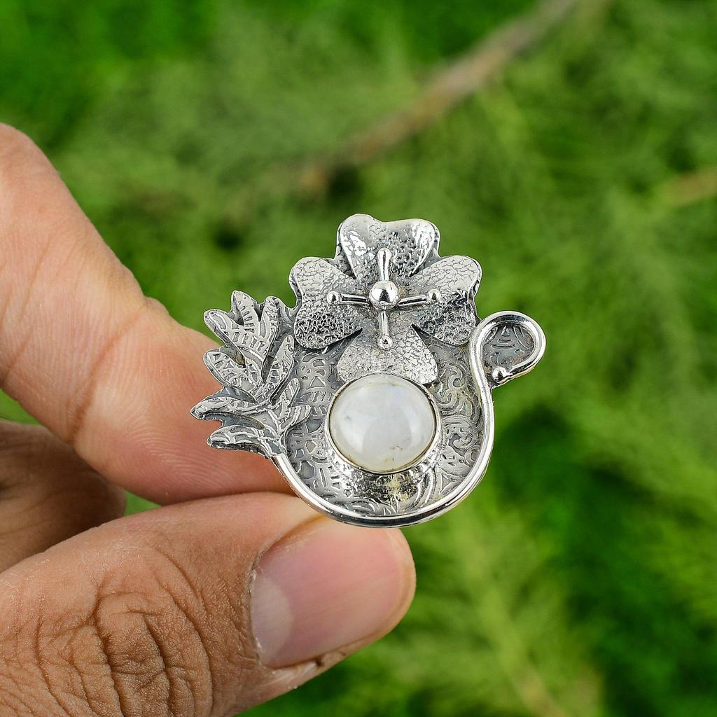 Кольцо-цветок из стерлингового серебра с натуральным радужным лунным камнем, обещание, сестринское, штабелируемое
