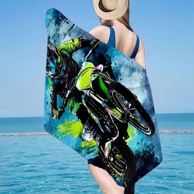 Motocross Rider In Action Beach Towel, Super Soft Microfiber, Gift for Her/Him, Birthday, for Pool, Beach, Travel, Home Decor Fan gifts