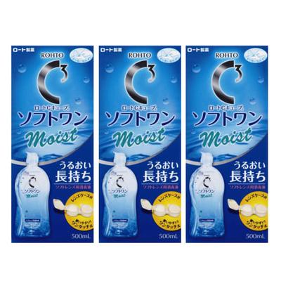 Rohto Contact Care [оптовая закупка] C3 Soft One Moist 500 мл x 3 шт. Дезинфицирующее средство для контактных линз, в комплекте футляр для линз