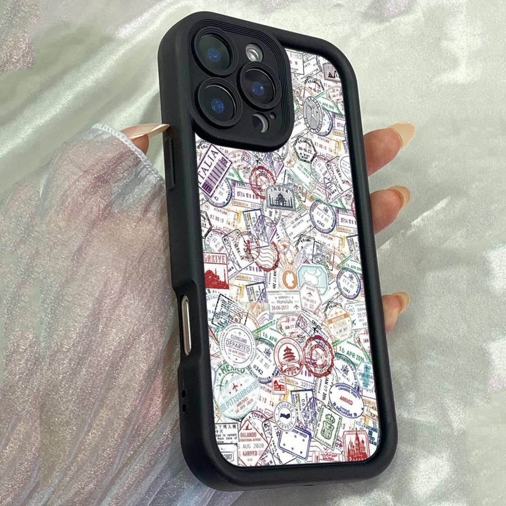 JT393 Штампы для паспорта для iPhone 17 16 15 14 Pro Max Samsung S26 S25 Ultra A17 A07 A56 A16 A15 A14 A13 A06 Xiaomi 15T 13T Redmi 15c 14C Мягкий чехол
