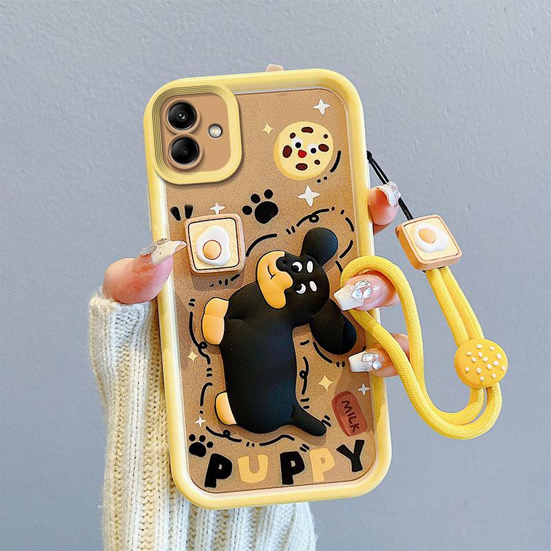KEYSION Shockproof Case for Samsung A06 4G A05 A04 A04e with Lanyard Silicone Cute 3D Cartoon Doll Phone Cover for Galaxy M04 F04