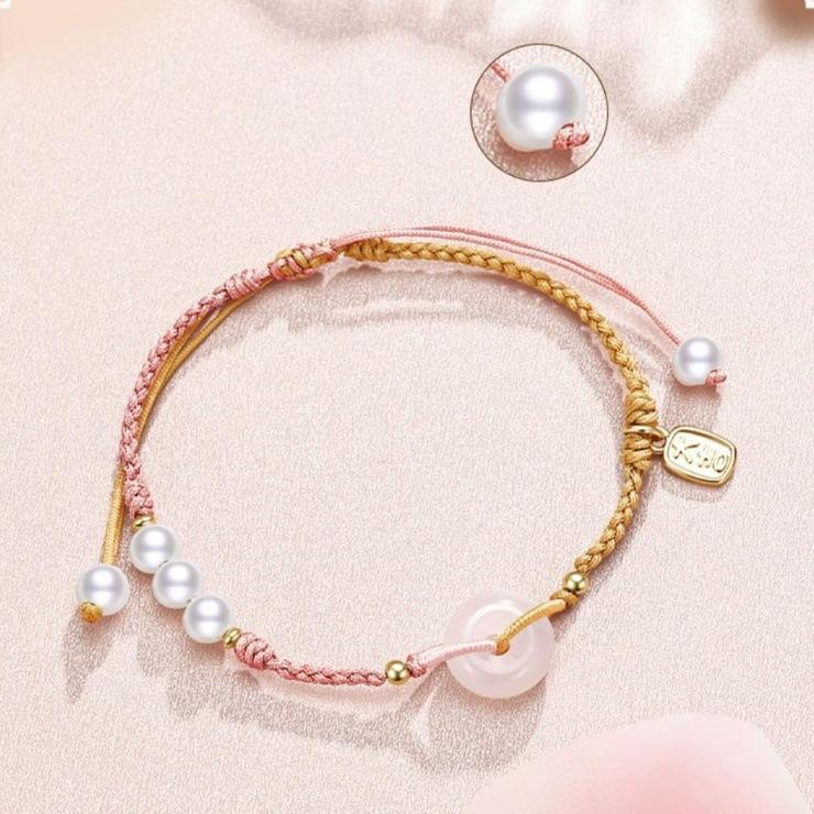 999 чистого серебра белого халцедона пряжка мира пара браслеты Ins новый дизайн в китайском стиле безопасная радость плетеный браслет из стерлингового серебра