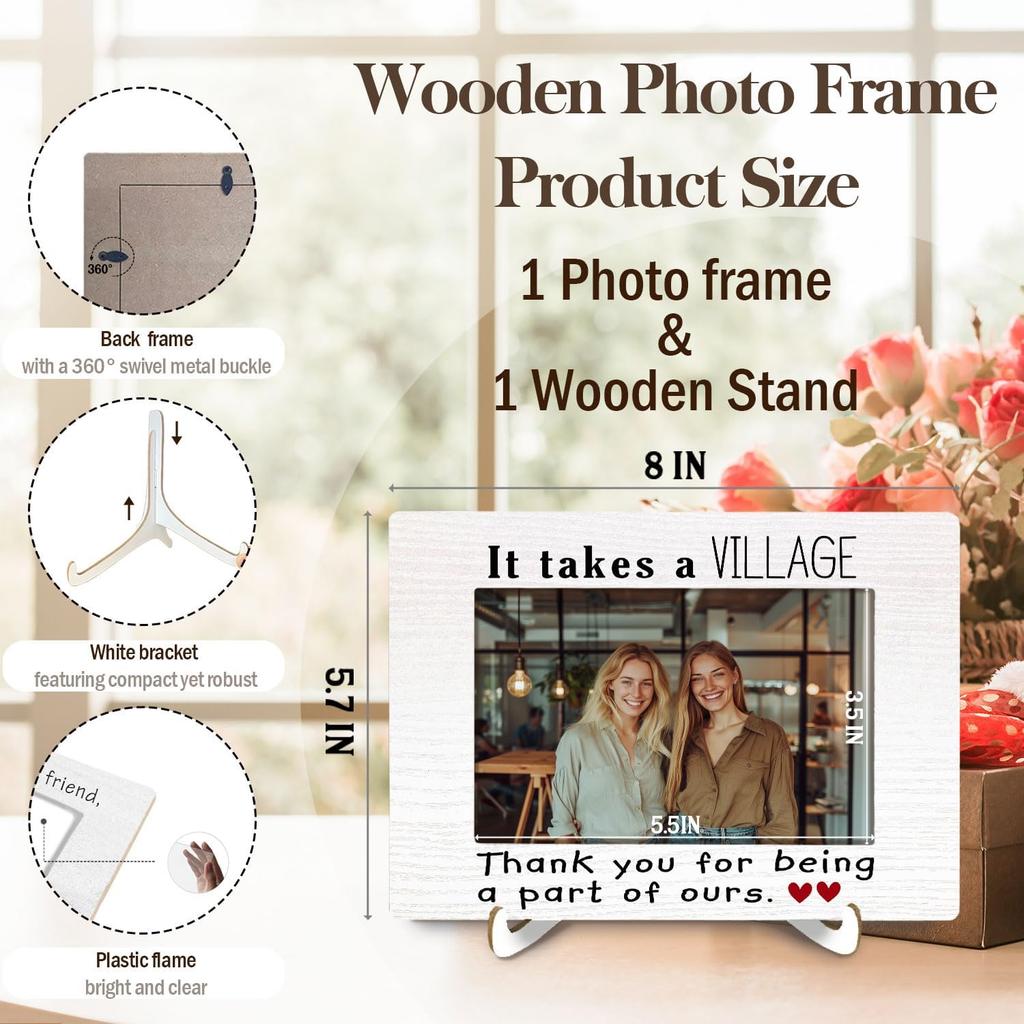 It Takes a Village Thank You Gifts Picture Frame 4x6, Thank You Picture Photo Frames for Desk Tabletop Decor, Appreciation Boss Gifts for Friends