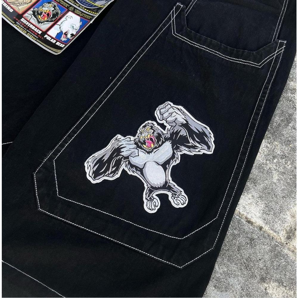 New Y2k Jeans Classic Straight Pants Loose Letter Print Jeans High Street Casual Trousers Punk Style Wide Leg Pants