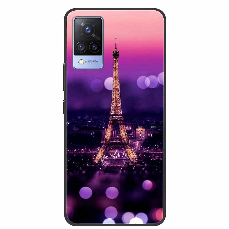 For Vivo S9 V21 V21e Case Black Silicone Back Cover Case For Vivo V21 S9 V21e Phone Cases Cover V 21 e S 9 Funda Coque Cartoon