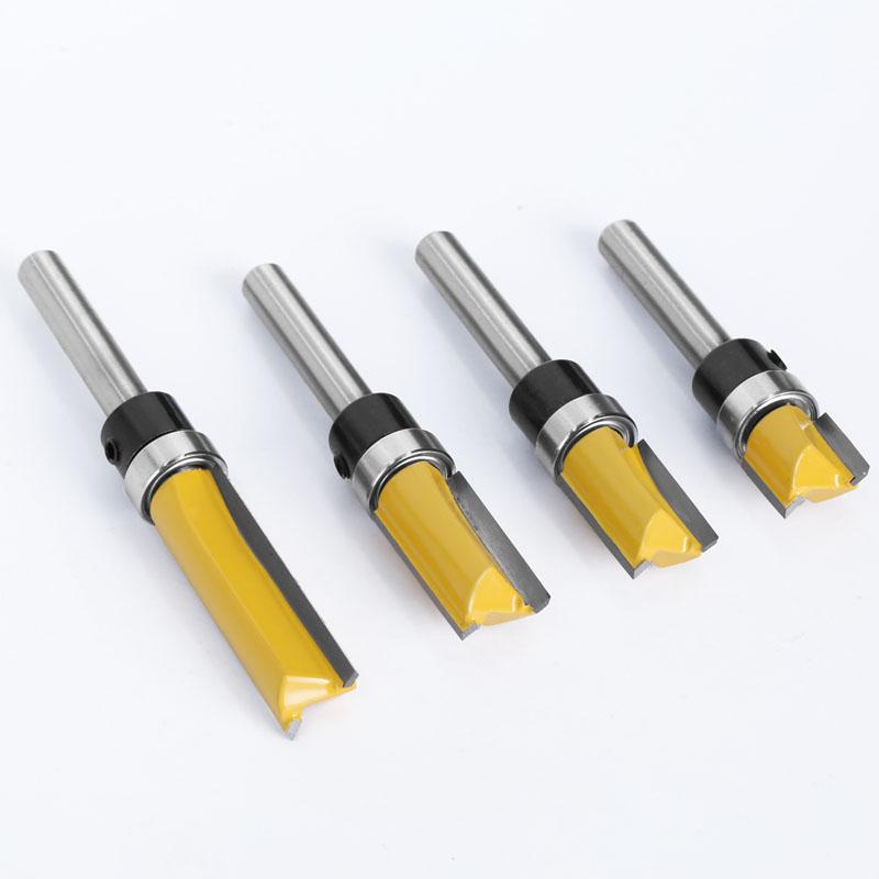1/3/4pc 1/4 Inch 6.35mm Shank Template Trim Hinge Mortising Router Bit Straight End Mill Trimmer Cleaning Flush Trim Tenon Cutter for Woodworking