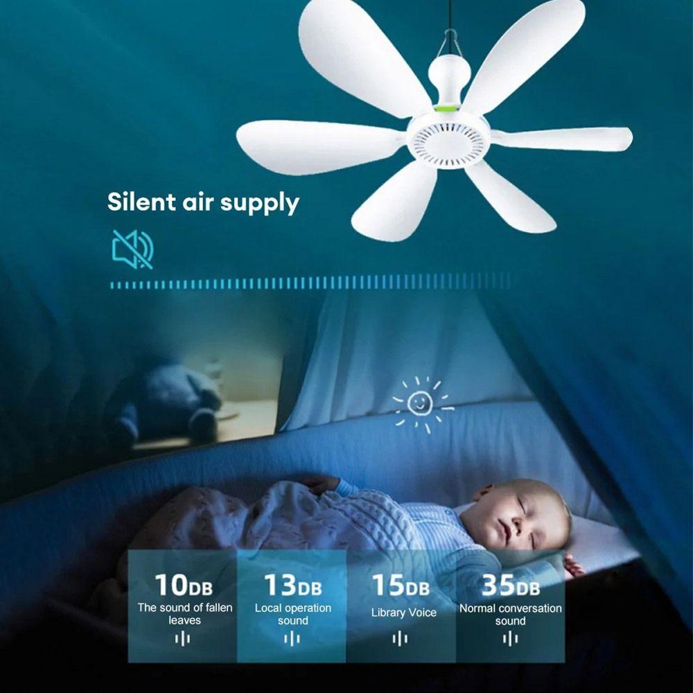 Silent Electric Fan 4-speed Hanging Camping Tent Fan Portable Ceiling Fan Dormitory