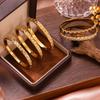 High-end Heart-shaped Diamond-studded Twisted Titanium Steel Bracelet 18K Gold Luxury Accessory for Women