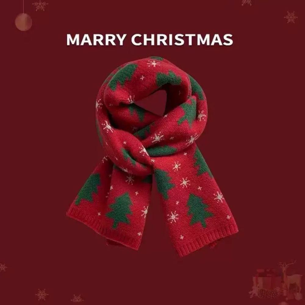 Christmas Tree Jacquard Knitted Scarf Keep Warm Winter Knitted Scarves  Lovers Gift