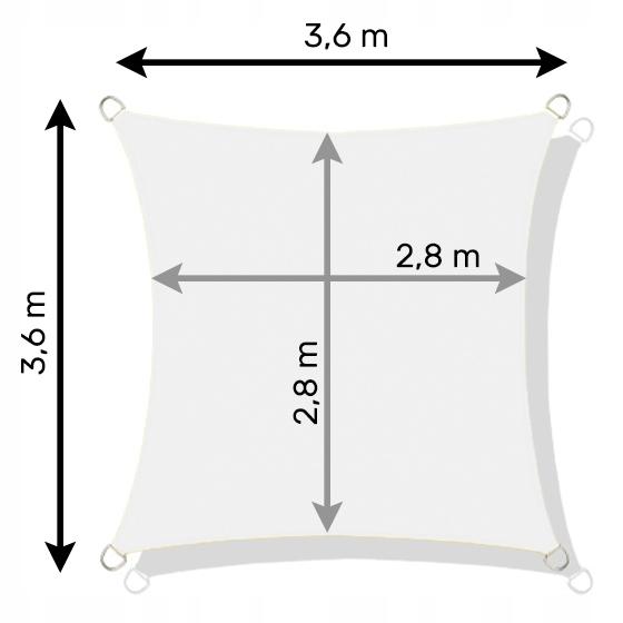 Sunshade sail, waterproof, UV shade, square, 3.6x3.6, blue