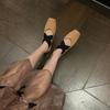 Sheepskin Mary Jane Shoes Women's Low Heel Ballet Shoes Cross Umaw Pig Nose Square Head Shallow Mouth Retro Flat Shoes