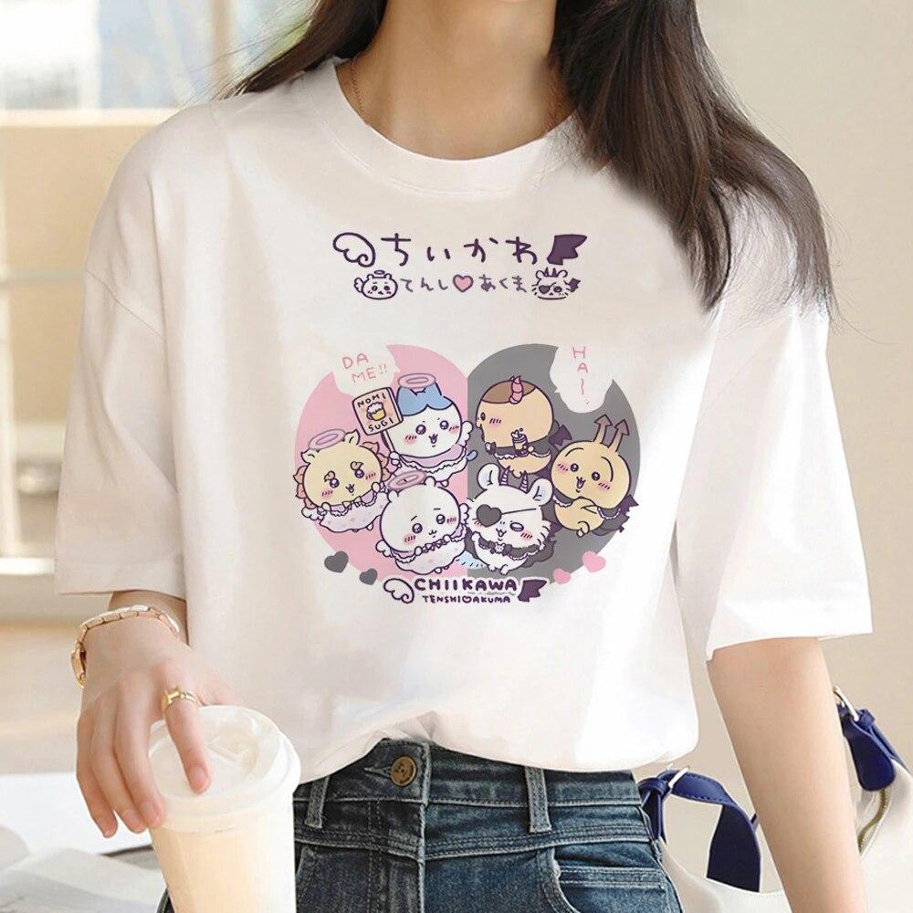 Chiikawa Tshirt Women Anime Comic T Shirt Girl Anime Clothes