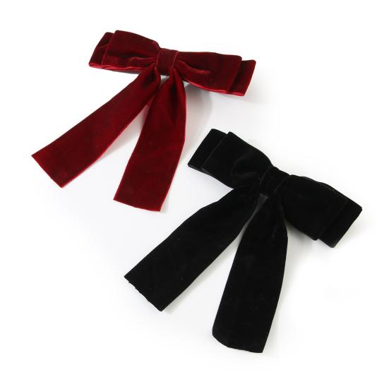 Бархатная заколка для волос с бантом, милая, элегантная, однотонная, для женщин, для девочек-подростков, черный, красный, с бантом, зажим с уткой, заколка, аксессуары для волос, подарок на день рождения