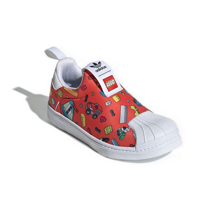 Детские кроссовки LEGO x adidas Superstar 360 J с принтом по всей поверхности, красные/облачно-белые GX3286