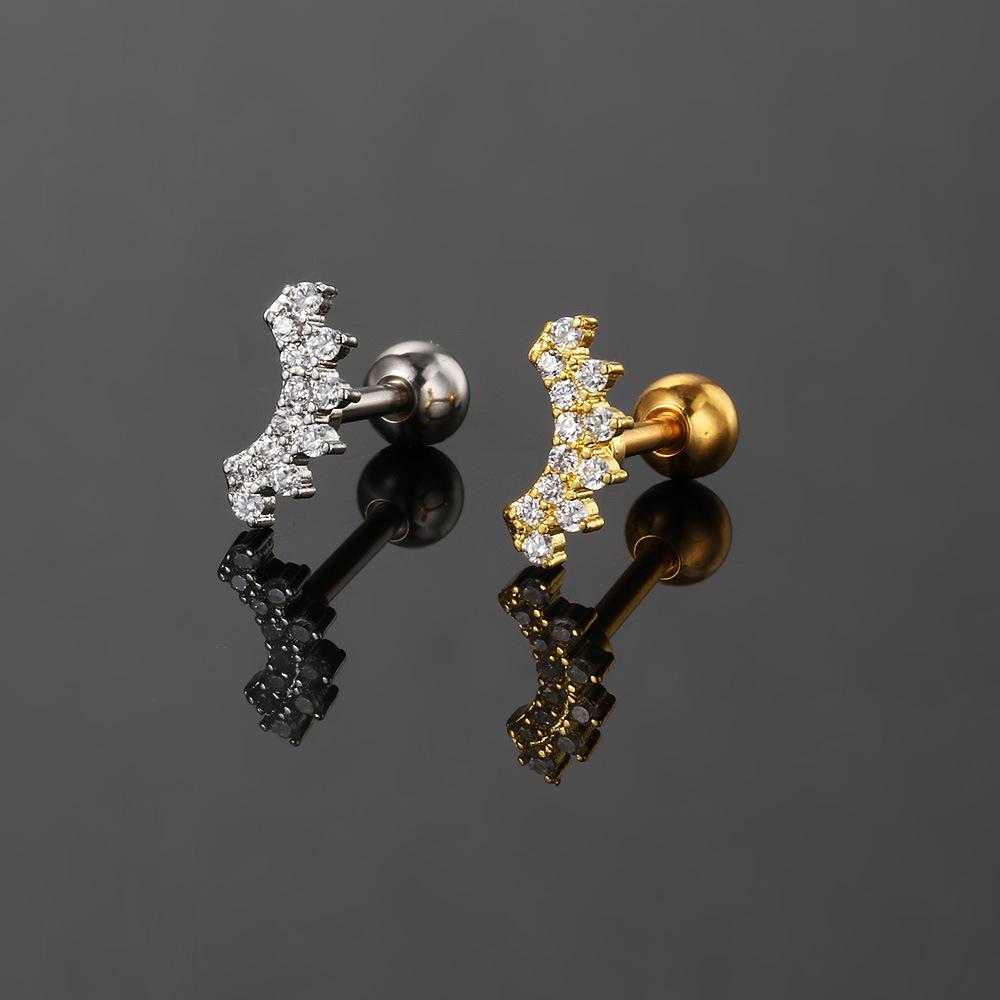 Fashion High Quality Helix Piercing Lips Loving Heart Earrings Women Trend Sliver Gold Color Zircon Tragus Bone Stud Ear Ring