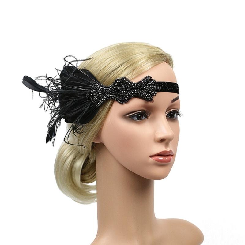 Повязки на голову с перьями Женские повязки на голову с пайетками Головной убор Фестивальный головной убор Реквизит