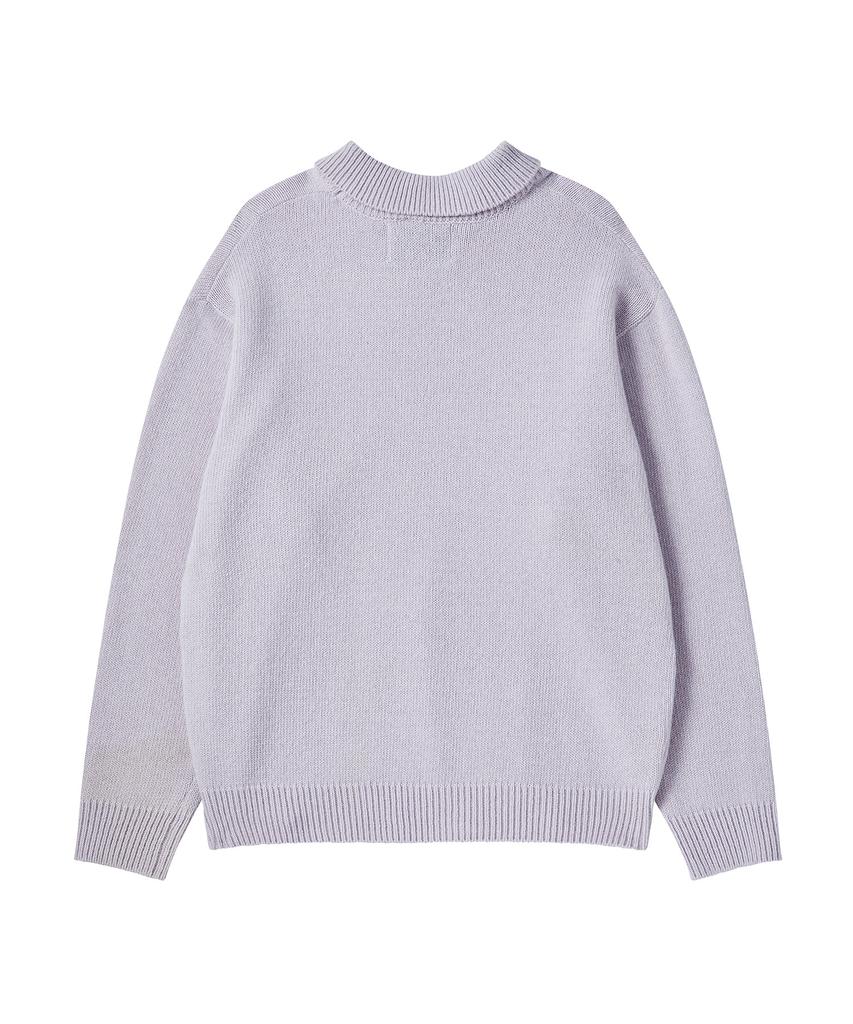 BEYOND CLOSET [Collection Line] Modular Collar Wool Knit Lavender
