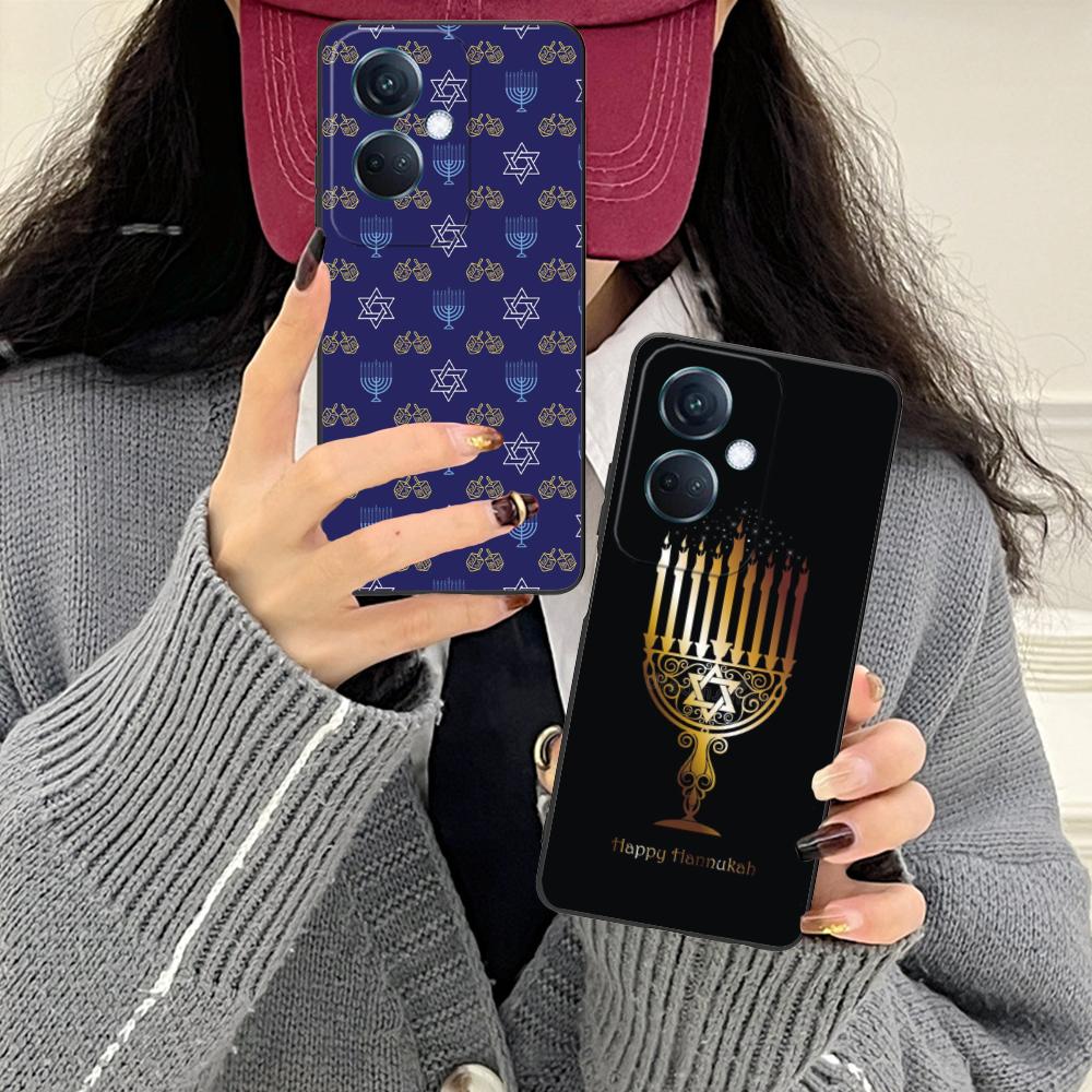 Еврейский чехол для телефона Ханука для OPPO Reno 14 13 12 11 10 9 8 7 6 5 F T Pro 5G Цветной печатный чехол Роскошный чехол Красивый