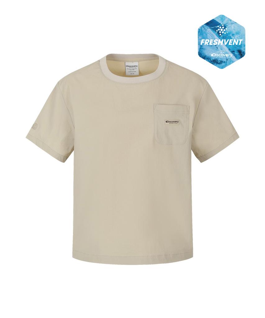 DISCOVERY EXPEDITION Women'S Freshvent Pocket Woven Short Sleeve T-Shirt (Beige2)