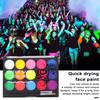 Water Based Face Body Painting Kit 15 Color Eyeshadow Palette Glow In The Dark Quick Dry High Pigmented Body Face Makeup Pallet