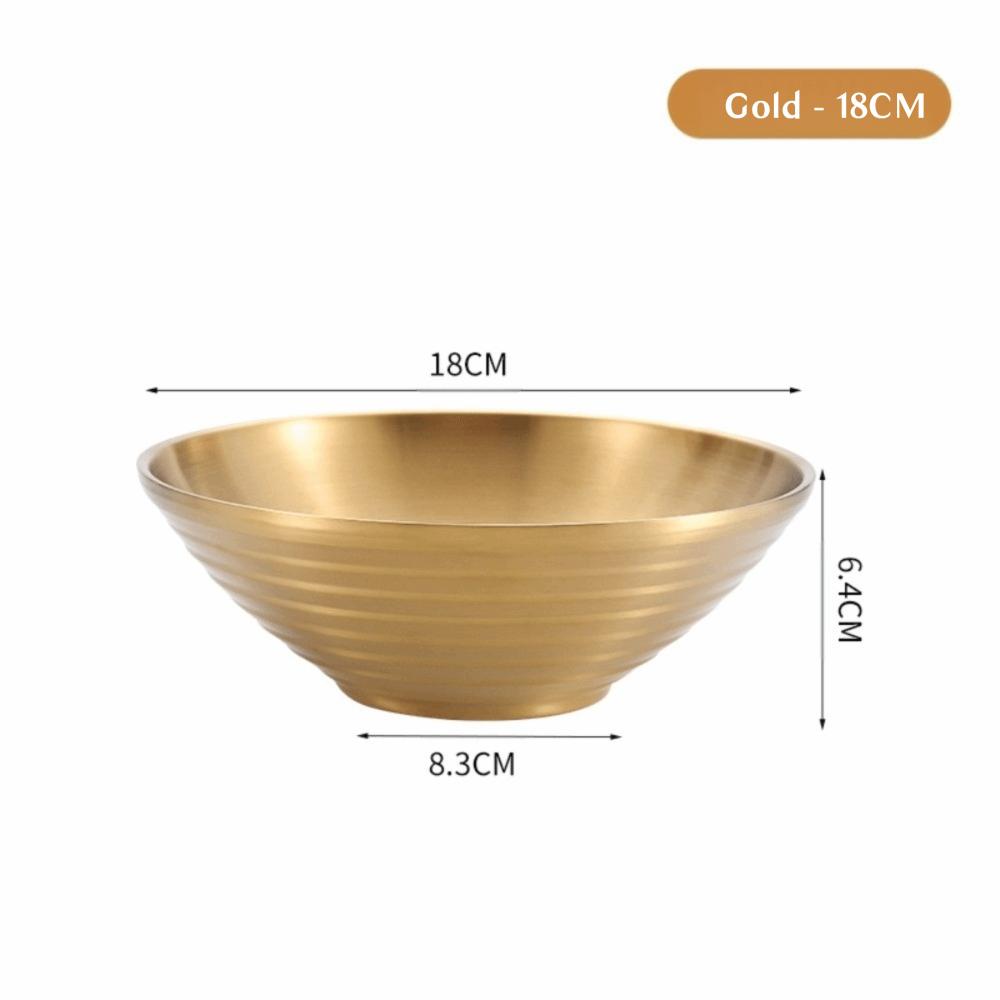 New 304 Stainless Steel Bamboo Hat Bowl Double Anti Scalding Japanese Bowl Threaded Ramen Bowl Pickled Cabbage