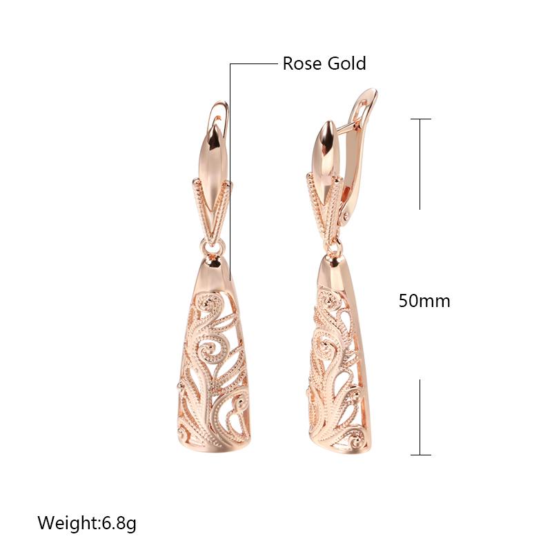 Kinel Vintage Rose Gold Long Earrings For Women Elegant Wedding Jewelry