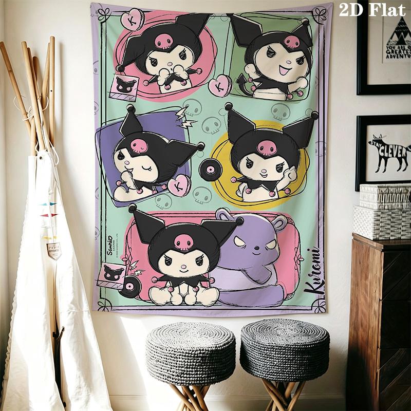 Cherish Love Kuromi'S Sweet Journey Tapestry Background Cloth Fashion Print Work Of Art Christmas Gift Background Wall Hanging Cloth