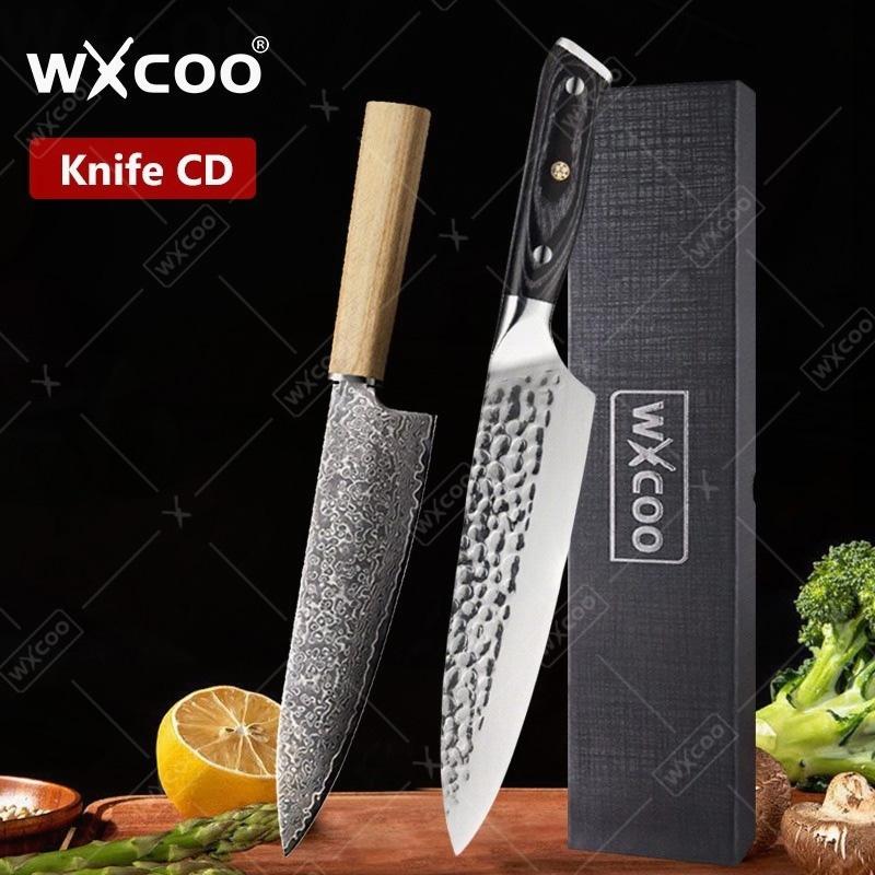 WXCOO Кухонные Ножи Дамасские Кованые Шеф-нож Мясницкий Топор Нож для Нарезки Мяса Нож для Нарезки Фруктов Кухонные Аксессуары