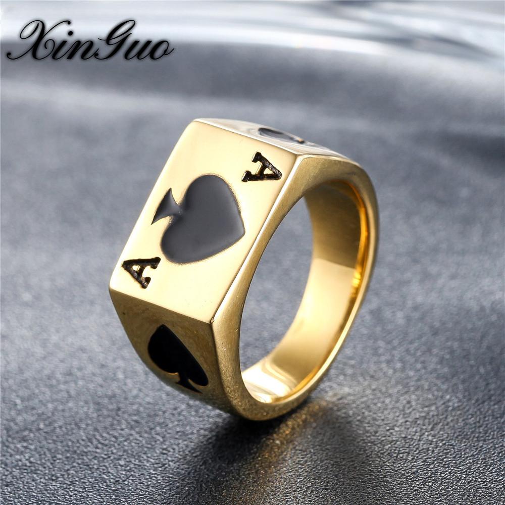 Персонализированное мужское титановое кольцо Punk Magician Poker Ace of Spades из Европы и США