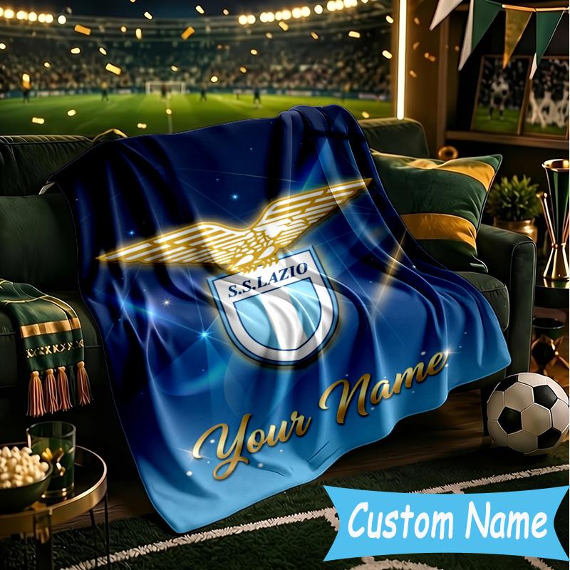 Custom Personalized Blanket Lazio Football Soft Throw Blanket, Suitable for Family and Friends, Sofa Blanket,Home Decor Christmas gift