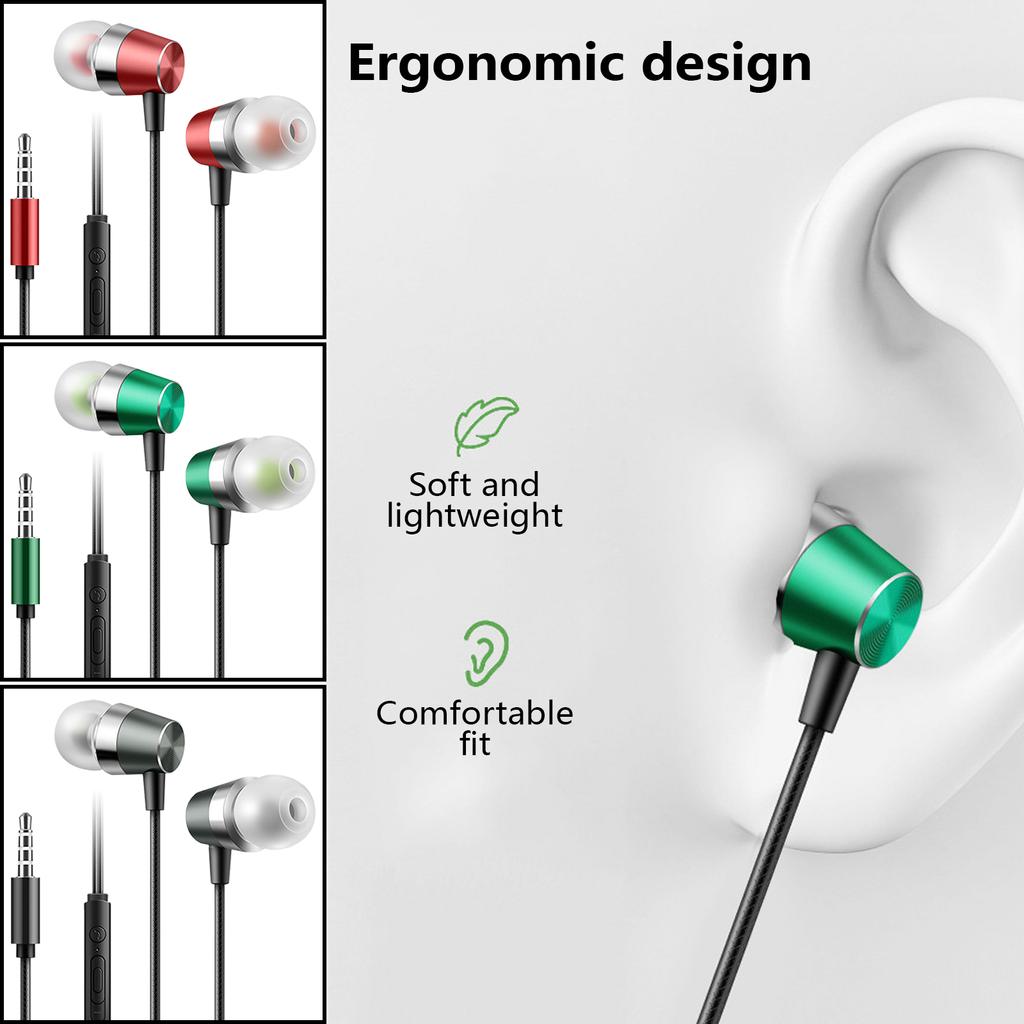 Проводные наушники-вкладыши 3,5 мм, спортивные наушники-вкладыши с микрофоном для ПК, компьютеров, ноутбуков, планшетов, смартфонов