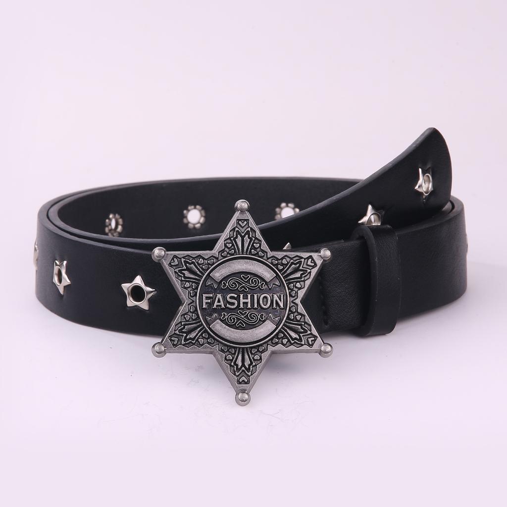 Dopamine Belt Women'S Pentagon Star Hollow Jeans With Dress Accessories Millennium Belt