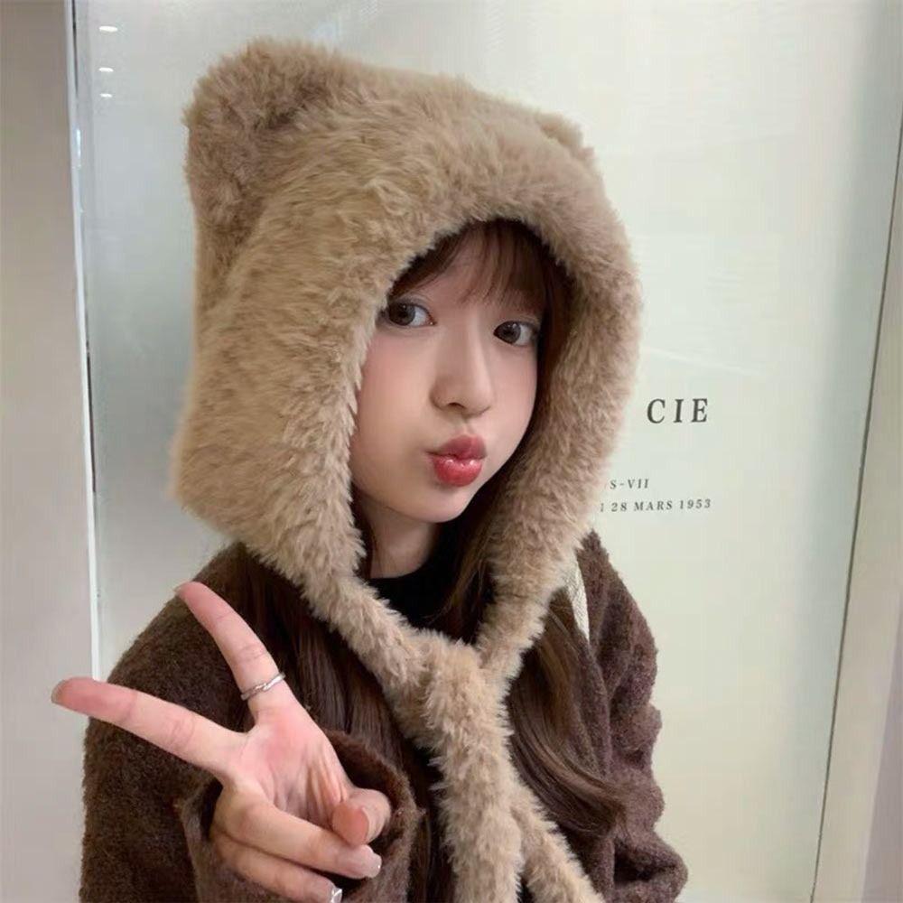 Woolen Windproof Cap Velvet Lining Bucket Hat Fashion Winter Hat for Women