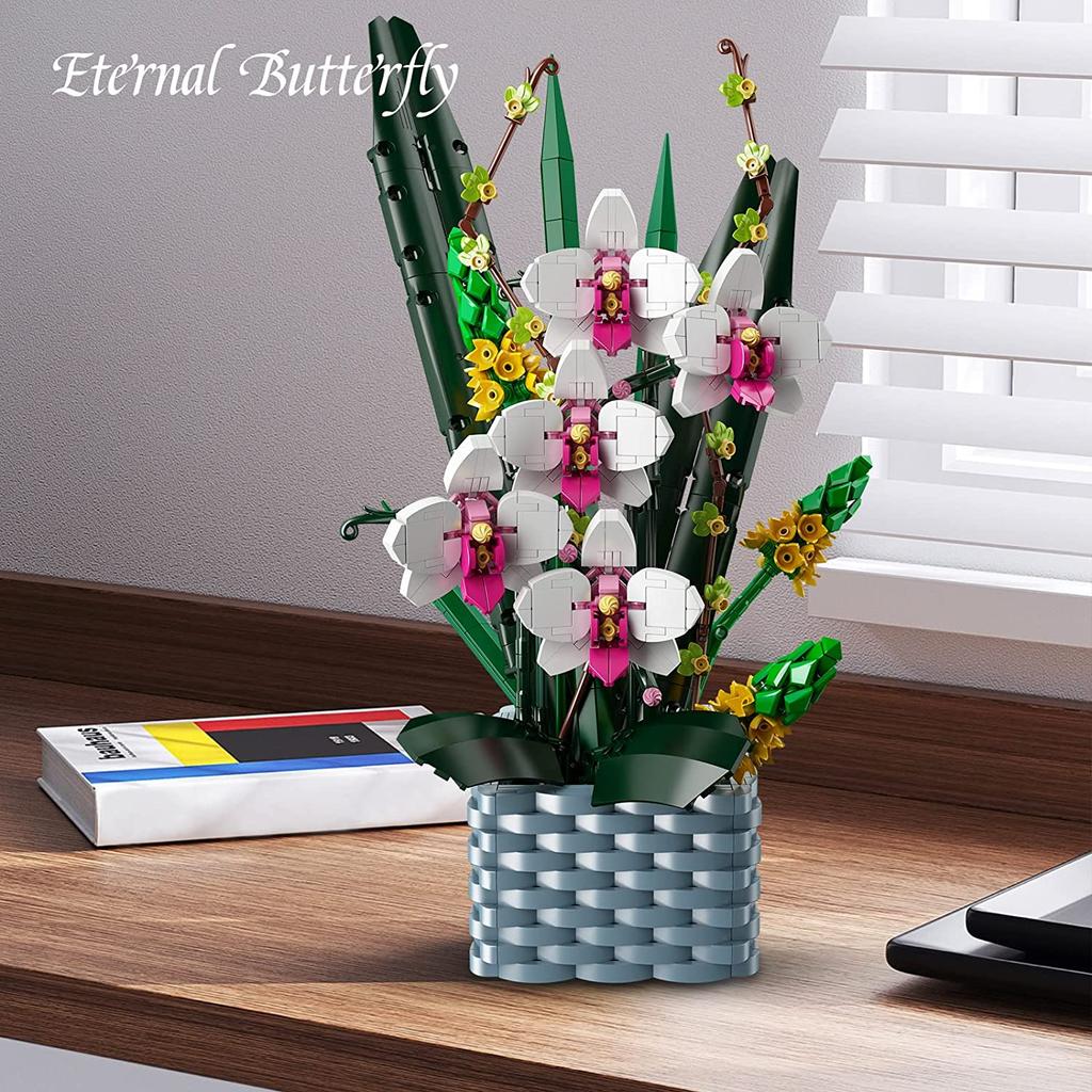MOULD KING Цветочный строительный набор Лилия, искусственный цветок, набор строительных игрушек, модель цветка для девочек, мамы, подруги, подарок на день рождения
