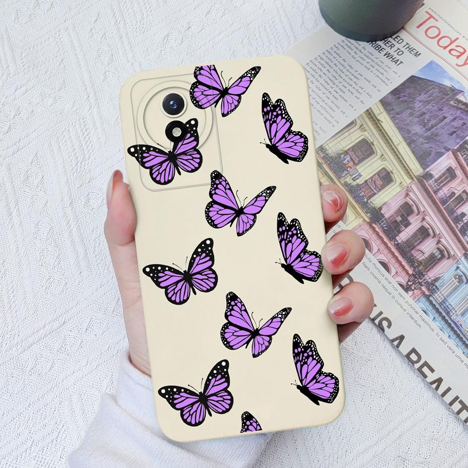 Чехол для телефона Vivo Y31 Y33 Y33S Y02S Y16 Y51 Y91C Y22 Y35 Y11 Y12 Y20, защита камеры, мягкий силиконовый чехол с бабочкой и подсолнухом для Vivo, бампер, чехол