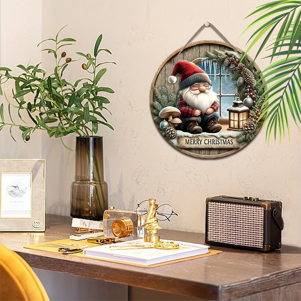 Очаровательная деревянная рождественская табличка с гномом, теплое зимнее рождественское украшение для декора входной двери и стен, идеальный рождественский подарок