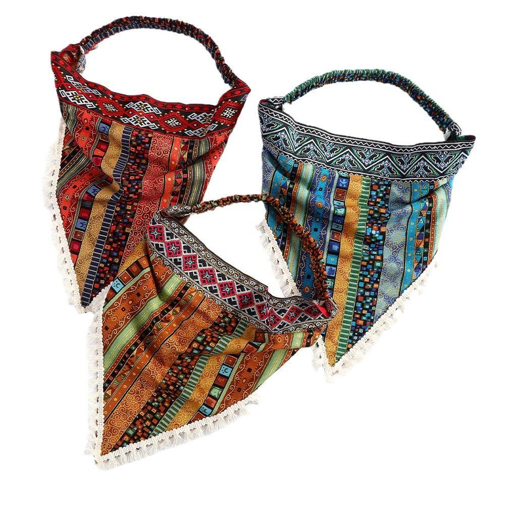 Floral Head Kerchief Scarf Ethnic Style Triangle Head Scarves Stretch Women Turban Summer