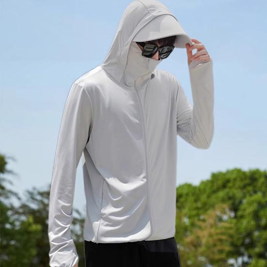 Мужская солнцезащитная куртка с капюшоном и длинным рукавом, застежка-молния, солнцезащитная одежда, однотонная дышащая верхняя одежда для рыбалки