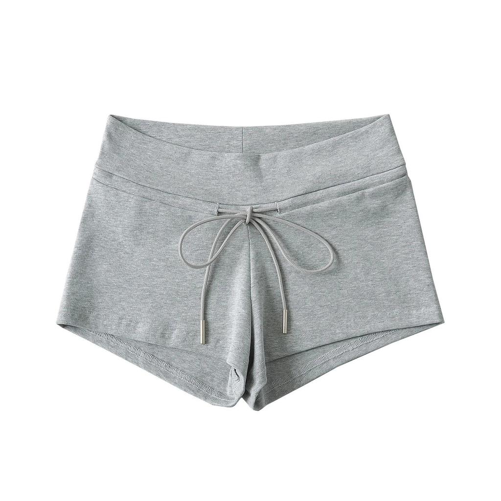 Женские облегающие летние спортивные шорты со шнуровкой и заниженной талией 2024 года