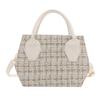 Trendy Fashionable Small Square Shoulder Bag In Black White And Plaid For Everyday Use