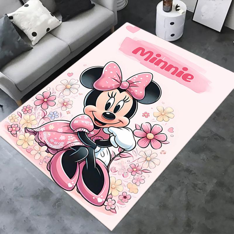 Office Carpet, Desk Mat, Gift for Home Decor, Minnie Mouse Floral Rug, Cute Cartoon Floor Covering, Soft and Warm Mat for Room, Deco