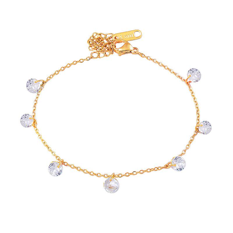 Браслет из титана и титановой стали с кристаллами цвета капли воды