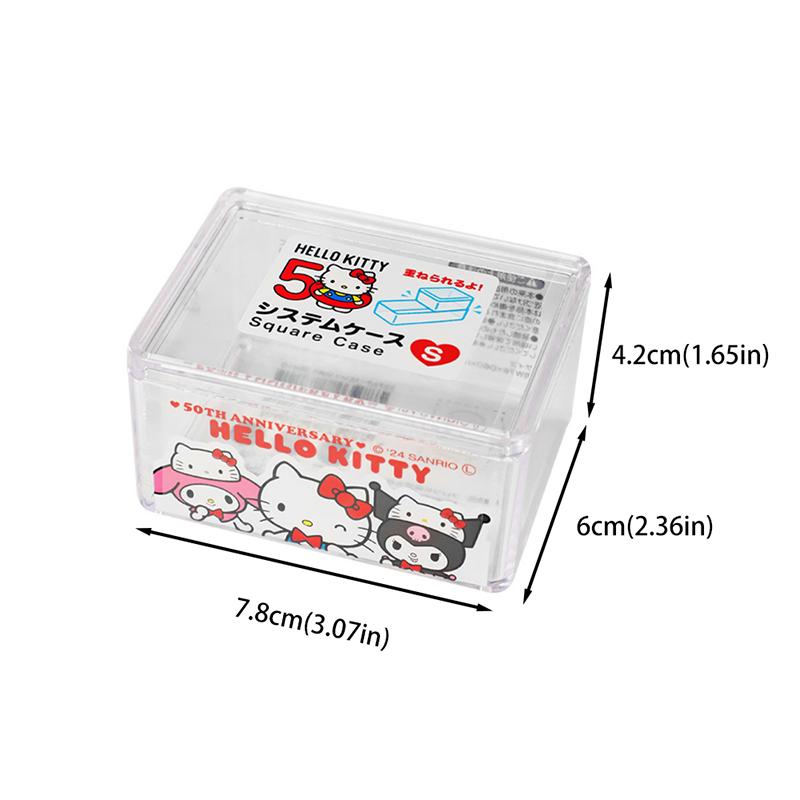 Kawaii Sanrio Hello Kitty Cinnamoroll Cotton Swab Jewelry Storage Box Melody Kuromi Cute Cosmetics Sundries Press Organizer Boxs